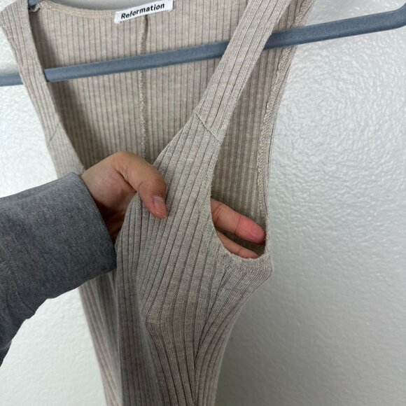 Reformation Bliss Dress XS Ribbed Knit Maxi High Sexy Slit Soft Stretchy - Picture 7 of 9